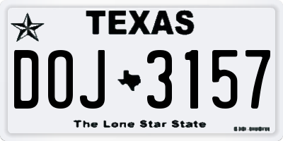 TX license plate DOJ3157