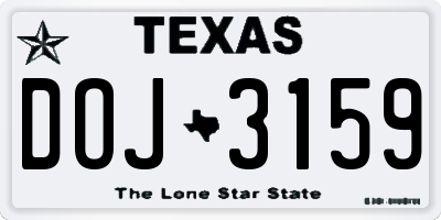 TX license plate DOJ3159