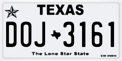 TX license plate DOJ3161