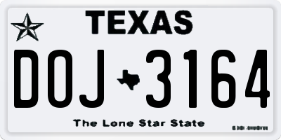 TX license plate DOJ3164