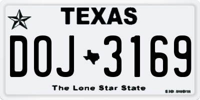 TX license plate DOJ3169