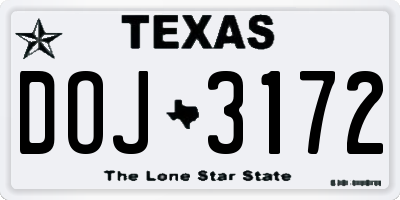 TX license plate DOJ3172