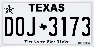 TX license plate DOJ3173