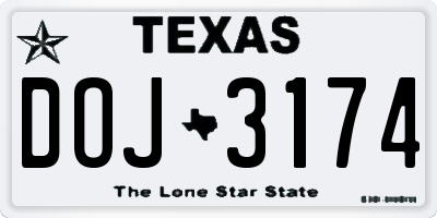 TX license plate DOJ3174