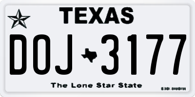 TX license plate DOJ3177