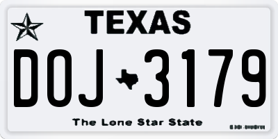 TX license plate DOJ3179