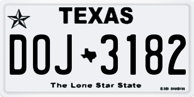 TX license plate DOJ3182