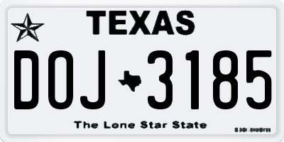 TX license plate DOJ3185