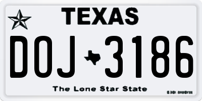 TX license plate DOJ3186
