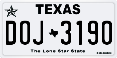 TX license plate DOJ3190