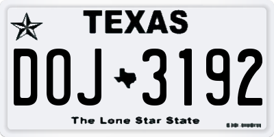 TX license plate DOJ3192