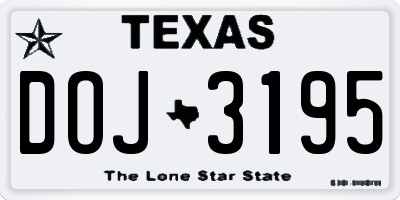 TX license plate DOJ3195