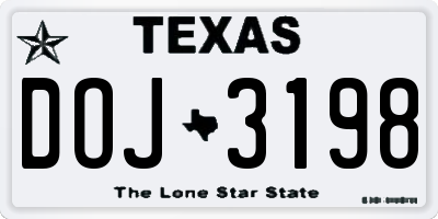 TX license plate DOJ3198