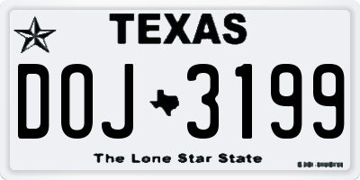 TX license plate DOJ3199