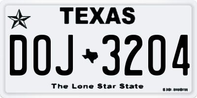 TX license plate DOJ3204