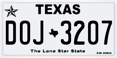 TX license plate DOJ3207