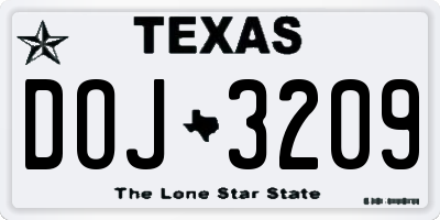 TX license plate DOJ3209