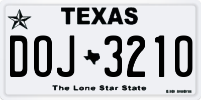 TX license plate DOJ3210