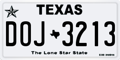 TX license plate DOJ3213