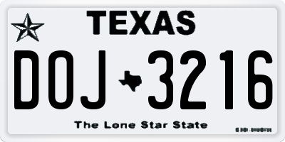 TX license plate DOJ3216