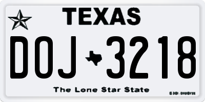 TX license plate DOJ3218