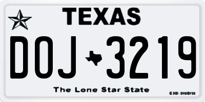 TX license plate DOJ3219