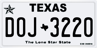 TX license plate DOJ3220