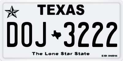 TX license plate DOJ3222