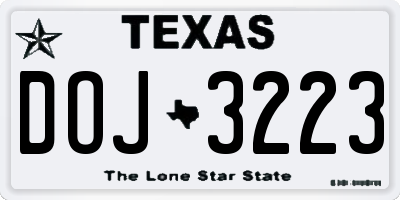 TX license plate DOJ3223