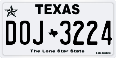 TX license plate DOJ3224