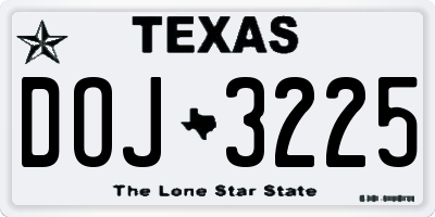 TX license plate DOJ3225