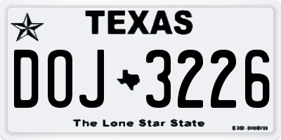TX license plate DOJ3226
