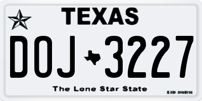 TX license plate DOJ3227