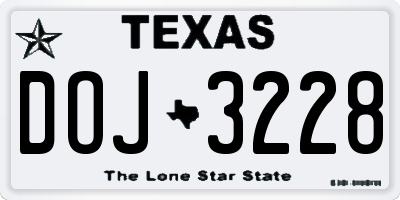 TX license plate DOJ3228
