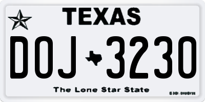 TX license plate DOJ3230