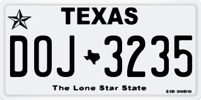 TX license plate DOJ3235