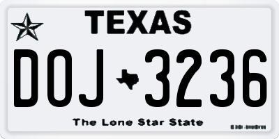 TX license plate DOJ3236