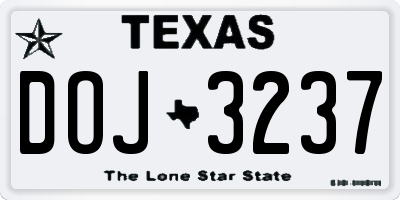 TX license plate DOJ3237