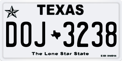 TX license plate DOJ3238
