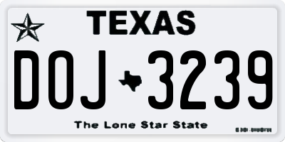 TX license plate DOJ3239