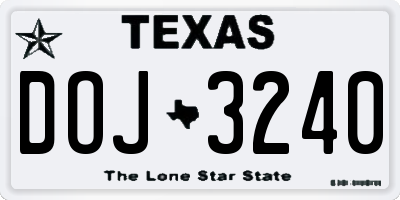 TX license plate DOJ3240