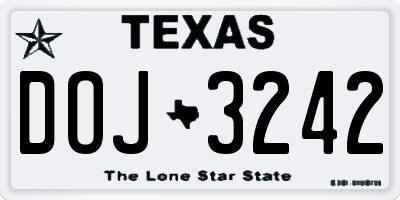 TX license plate DOJ3242