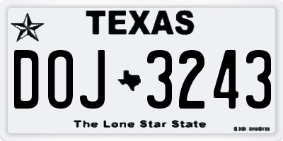 TX license plate DOJ3243