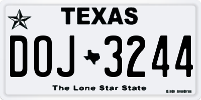 TX license plate DOJ3244