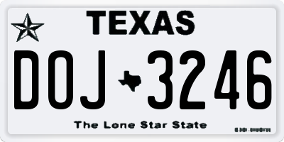 TX license plate DOJ3246