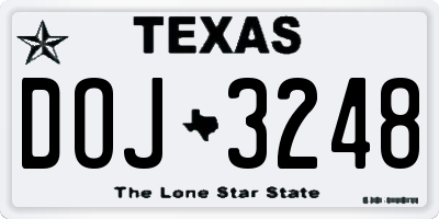 TX license plate DOJ3248