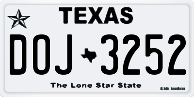 TX license plate DOJ3252