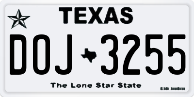 TX license plate DOJ3255