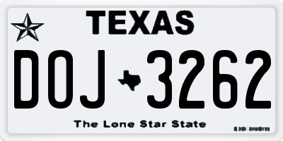 TX license plate DOJ3262