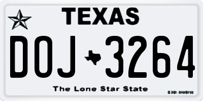 TX license plate DOJ3264